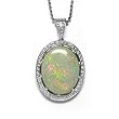 18K White Gold Opal and Diamond Pendant