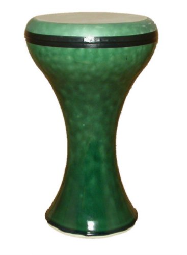 Ceramic Doumbek  Small  Green with Synthetic Head