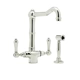 Rohl A1679LMWSPN-2 Country Kitchen Single Hole Faucet with Metal Levers Sidespray and Column Spout, Polished Nickel Rohl A1679LMWSPN-2 Country Kitchen Single Hole Faucet with Metal Levers Sidespray and Column Spout, Polished Nickel