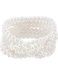 Sterling Silver 5-5.5mm/ 7.5 Inch Freshwater Cultured Pearl Stretch Bracelet
