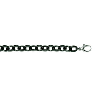 31BNfaOuf5L Stainless Steel 7.5mm Oval Black Cable Bracelet   7.5 Inch