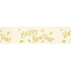 CitiRibbon Happy New Year 7/8" (25 yds) Ivory