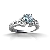 14K White Gold Genuine Round Aquamarine Engagement Ring
