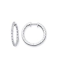 14k White Gold Classic Diamond Hoop Earrings .43 ct (G-H Color, I1 Clarity)