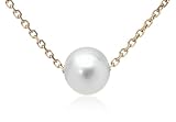 14k Yellow Gold 8mm Freshwater Cultured Single Pearl Pendant, 18