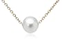 14k Yellow Gold White Freshwater Cultured Single Pearl Pendant (8mm), 18"