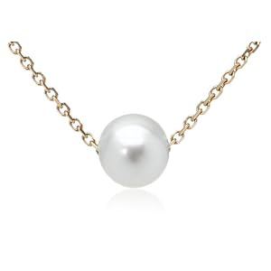 14k Yellow Gold 8mm Freshwater Cultured Single Pearl Pendant, 18"