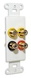 OEM Systems Pro-Wire Combination Jack Plate (3 RCA, 1 F-Coax), White
