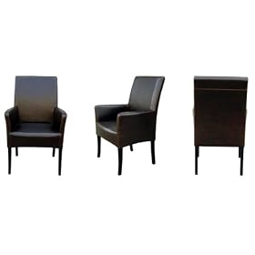 Baxton Furniture Studios Tall Leather Dining Armchair, Espresso Brown by Baxton Furniture Studios