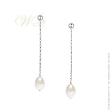 WILLOW GOLD: *PEARL SOLITAIRE THREADER EARRINGS*