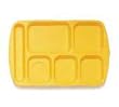 Food Service Rectangular Compartment Lunch Tray, 6 Compartment, Left-Handed, Bright Yellow