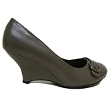Womens Grey Wedge Buckle Ladies Court Shoes