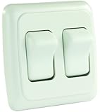 JR Products 12015 White Double SPST On-Off Switch with Bezel