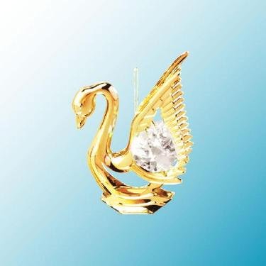 24k Gold Swan Ornament – Clear Swarovski Crystal 24k Gold Swan Ornament – Clear Swarovski Crystal