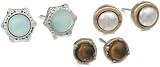 NINE WEST VINTAGE AMERICA "Native Flora" Worn Silver Stud Trio Earrings Set