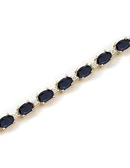 14K Yellow Gold Oval Sapphire and Diamond Bracelet
