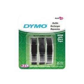 DYMO Embossing Tape - Glossy vinyl labels - black - Roll (3 8 in x 9.8 ft) - 3 Rolls by