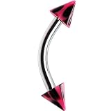 Pink and Black Animal Print Cone Eyebrow Ring