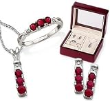 Ruby Earring, Ring, & Pendant Boxed Gemstone Set