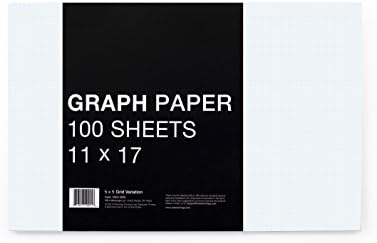 VELA Graph Paper, 11 x 17, 100 Loose Sheets, Premium 24lb Heavyweight Paper, Class-2 'Optimized' Paper (5x5 Grid Variation)