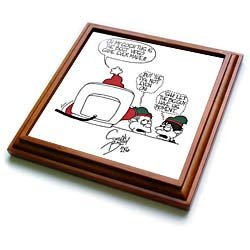 Sean Boley Cartoon about Santa and Video Games for Christmas - 8x8 Trivet With 6x6 Ceramic Tile