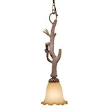 Aspen - 1 Light Rustic Mini Pendant Lighting Fixture - Pine Tree - Brushed Amber Glass - B2698