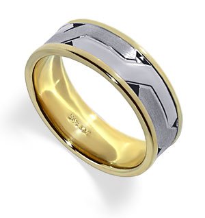 9 MM 14 KT Two tone Gold Comfort Fit Wedding Band 14k Ring