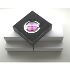 10 Purple Crystal Folding Purse Hook Hangers in Box W/bags