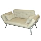 Elite Products Mali Convertible Twin Futon with Silver Metal Frame