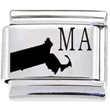 Body Candy Italian Charms Laser Abbreviated - MASSACHUSETTS