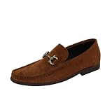 Hand Made Natazzi Italian Napa Calfskin Suede Leather Shoes Mens Slip-On Loafer Model Lucca S-320 Cognac