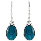 CleverEve's Sterling Silver Pair 14.00 X 10.00 mm Genuine Opaque Apatite Earrings