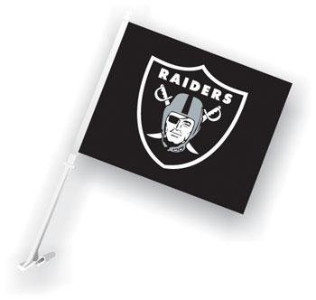 Oakland Raiders NFL Car Flag W/Wall Bracket Set Of 2