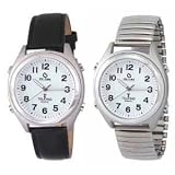 Atomic Talking Time and Date Alarm Watch W Leather Band by ila