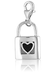 Its Charming Sterling Silver Lock with Black Heart Z-8763