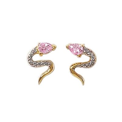 Boucles d’oreilles Serpent Oxyde de Zirconium Rose Plaqué Or