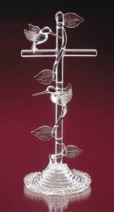 Spun Glass H Bird On Cross