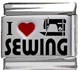 Clearly Charming I Heart Sewing Red Heart Laser Italian Charm