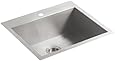 KOHLER K-3822-1-NA Vault Medium Single Kitchen Sink with Single-Hole Faucet Drilling