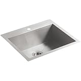 KOHLER K-3822-1-NA Vault Medium Single Kitchen Sink with Single-Hole Faucet Drilling