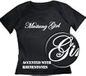 Ford Mustang Girl RHINESTONES Black Ladies Tee