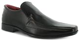 Mens Leather Upper Elasticated Slip On Shoes. - Black - UK 7-11