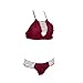 WorkTd Women's Deep V Neck Halter Top Bottom Bikini Sets Swimsuit Bathing Suit