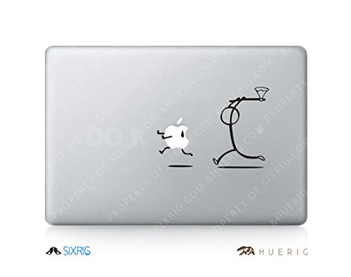 Sixrig® Give Chase Chasing Apple Art Funny Macbook Pro Air Sticker Decal Video Gaming — For All Mac Laptops All Screen Sizes #2039