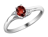 Garnet Ring with Diamonds in 10K White Gold