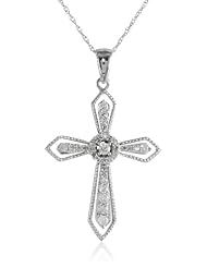 10k White Diamond 0.25cttw Pendant Necklace, 18"