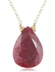 Dyed Gemstone on 14k Gold Chain and Clasp Pendant Necklace, 18"