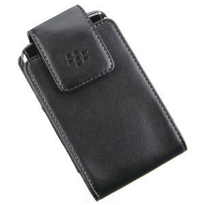 Leather Vertical Pouch Case w/ Swivel Belt Clip (OEM) for BlackBerry Bold 9650 (Black)