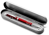 Produkt-Bild: Laserpointer, Kugelschreiber und LED-Leuchte -rot- in Perlen-Optik aus Metall