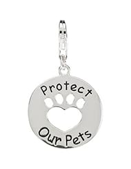 Heart U Back Sterling Silver Protect Our Pets Paw Charm
